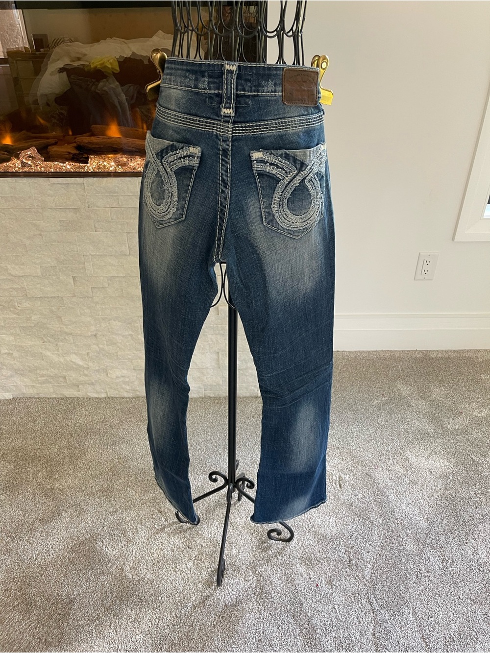 Big Star Women's Dark Blue Distressed Bootcut Jeans